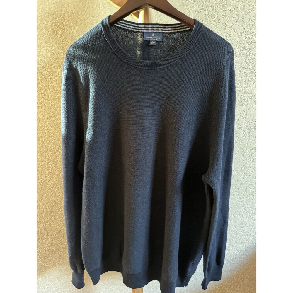 Brooks Brothers Supima Cotton Sweater Men’s Size L  Navy Blue Crew Neck